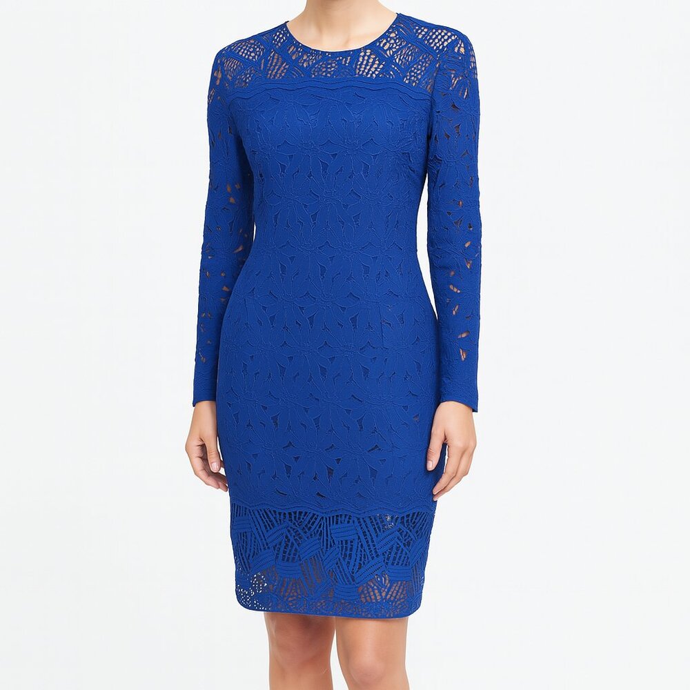 Antonio Melani Mixed Lace Long Sleeve Sheath Dress